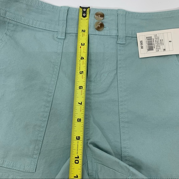 A New Day High Rise Mint Green Double Button Large Pocket Preppy Shorts Nwt - Picture 4 of 16